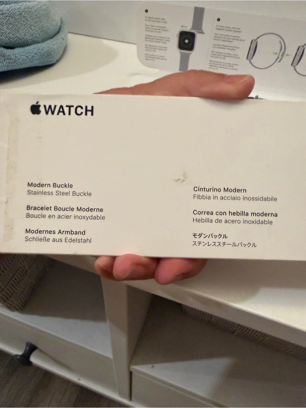 Apple Watch Deep Sea Blue Modern Buckle Leather Band Stainless Steel 40mm